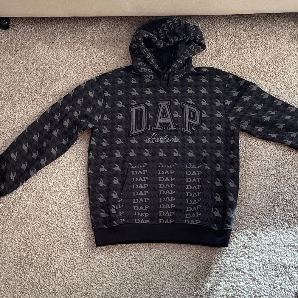 GAP X DAP Harlem Dapper Dan Hoodie Black/ Gray - Picture 6 of 8